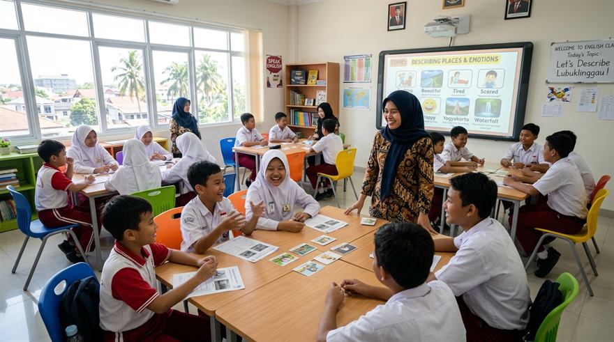 Siswa madrasah dan pelajar mengikuti bimbingan kursus bahasa Inggris interaktif di Lubuklinggau